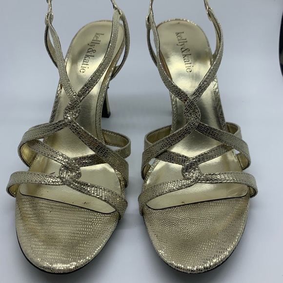 Kelly & Katie Dressy Shiny Gold Heels 8 - Picture 2 of 10